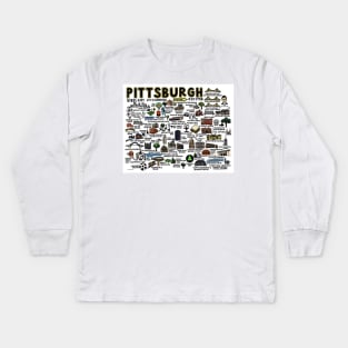 Pittsburgh Map Kids Long Sleeve T-Shirt